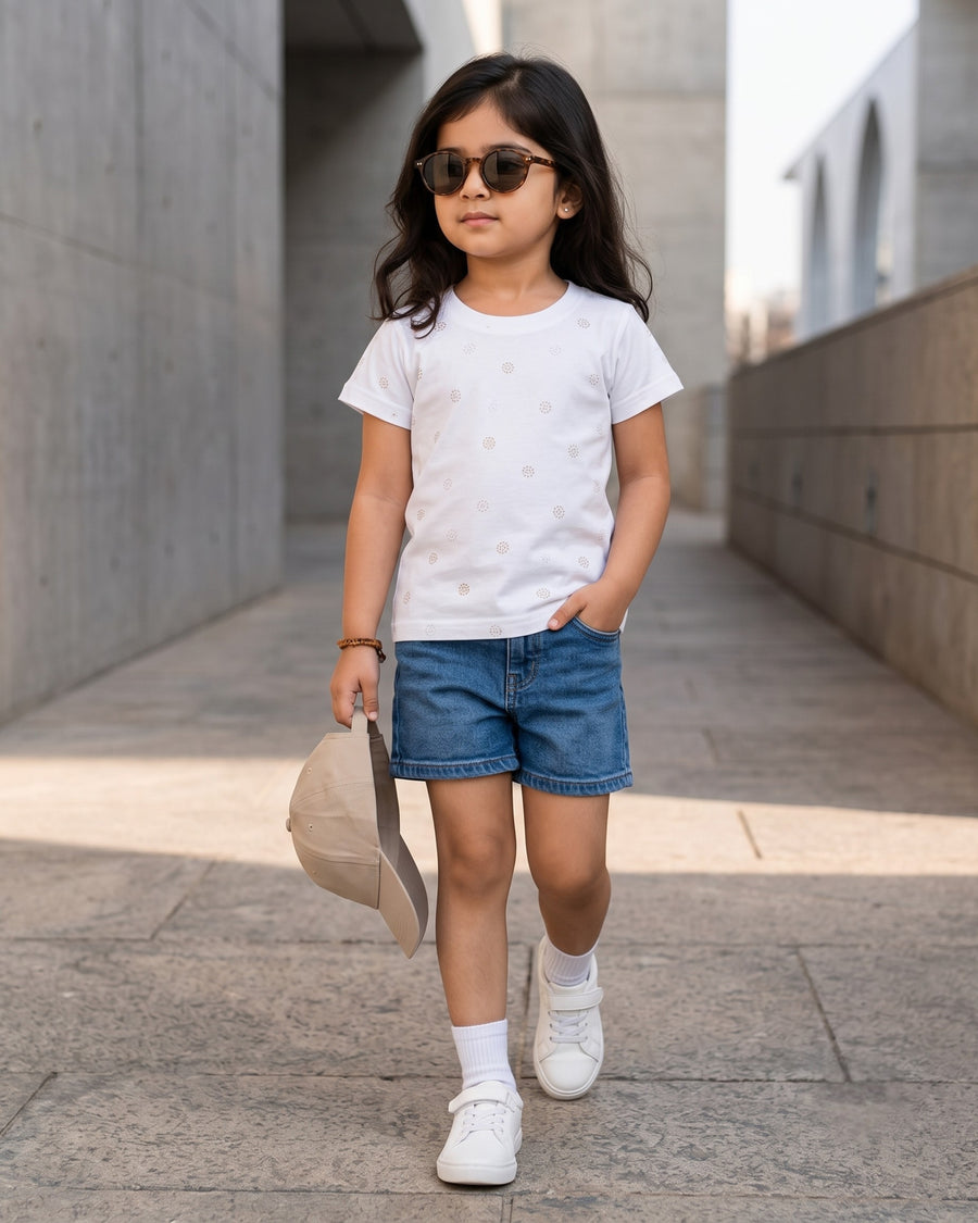 White Tee | Printed T-Shirt for Kids