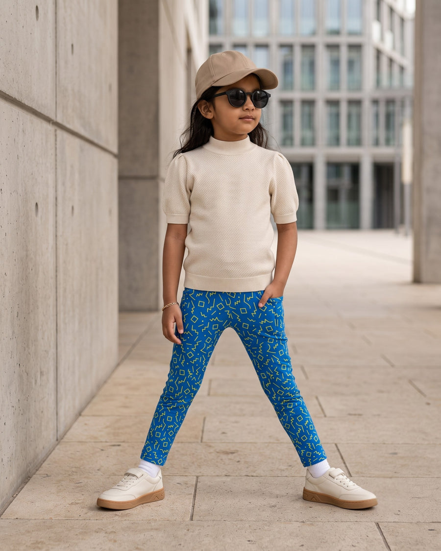 Doodle Blue | Printed Girls Leggings