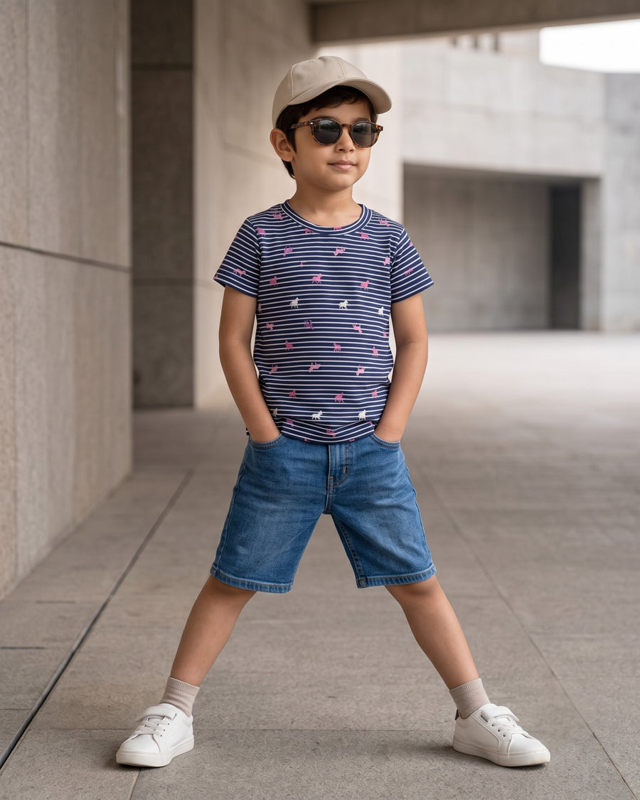 Blue Tee | Printed T-Shirt for Kids