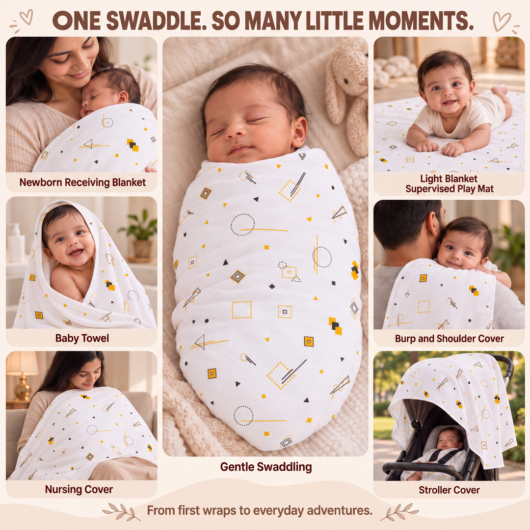Celestial Trio | Organic Muslin Baby Swaddle (GOTS Certified)