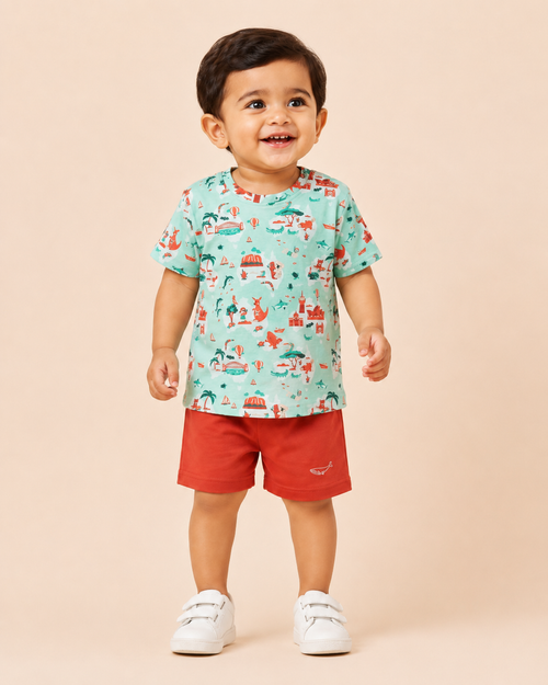 Coral Journey | Baby Top & Shorts Co-ord