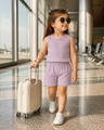 Pastel Lilac | Ribbed Sleeveless Kids Co-ord
