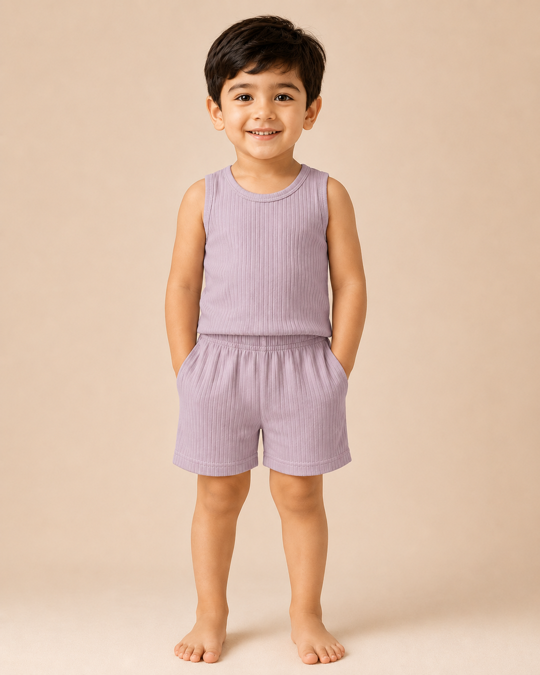 Pastel Lilac | Ribbed Sleeveless Kids Co-ord