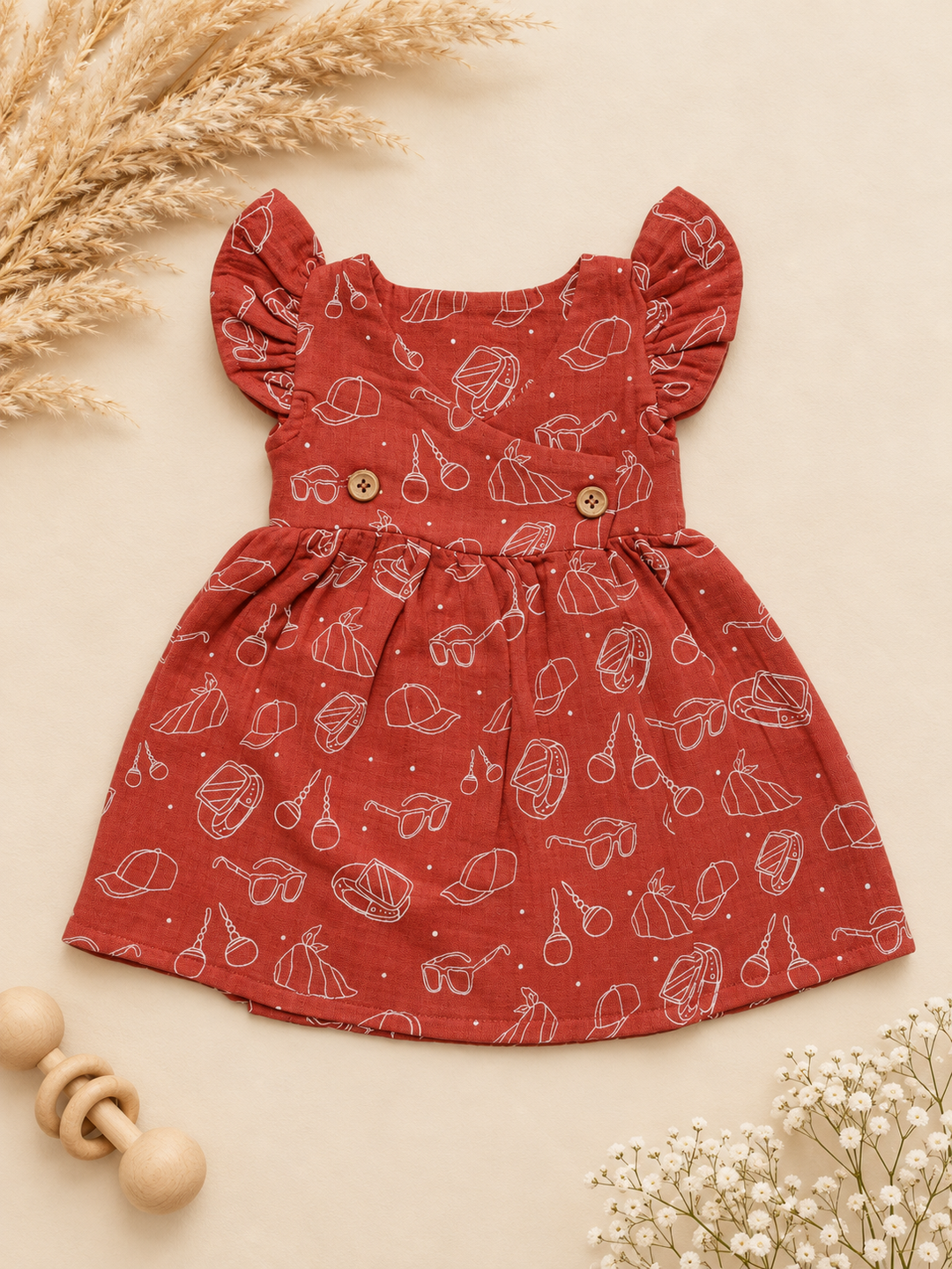 Cheerful | Crinkled Muslin Crossover Baby Frock