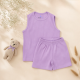 Pastel Lilac | Ribbed Sleeveless Kids Co-ord