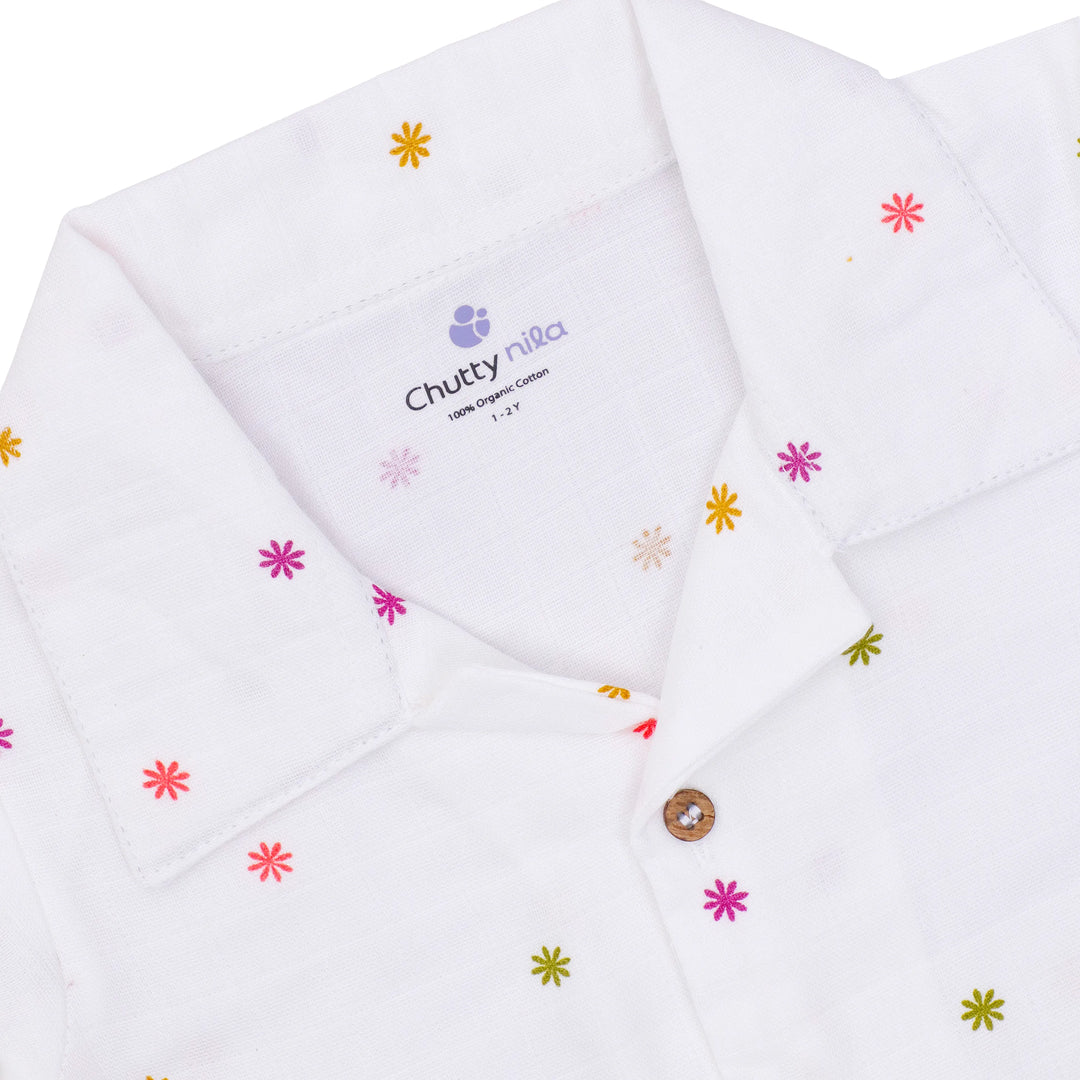 Autumn Breeze | Organic Muslin Collar Shirt & Shorts Set