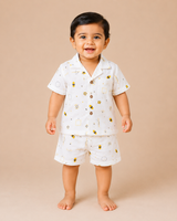 Autumn Breeze | Organic Muslin Collar Shirt & Shorts Set