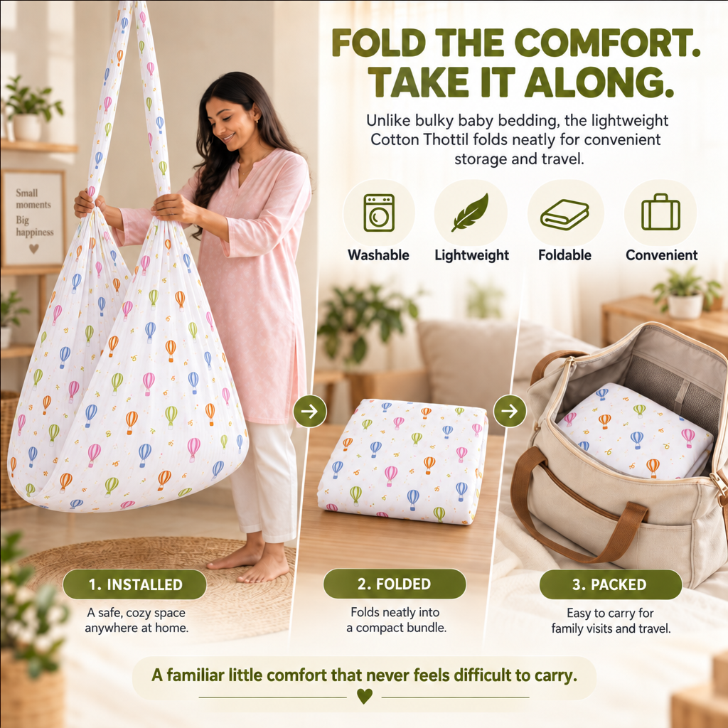 Aira | Printed Cotton Baby Thottil with Net