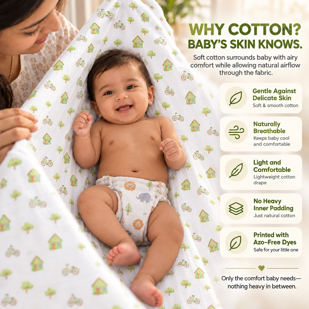 Vela | Printed Cotton Baby Thottil with Net