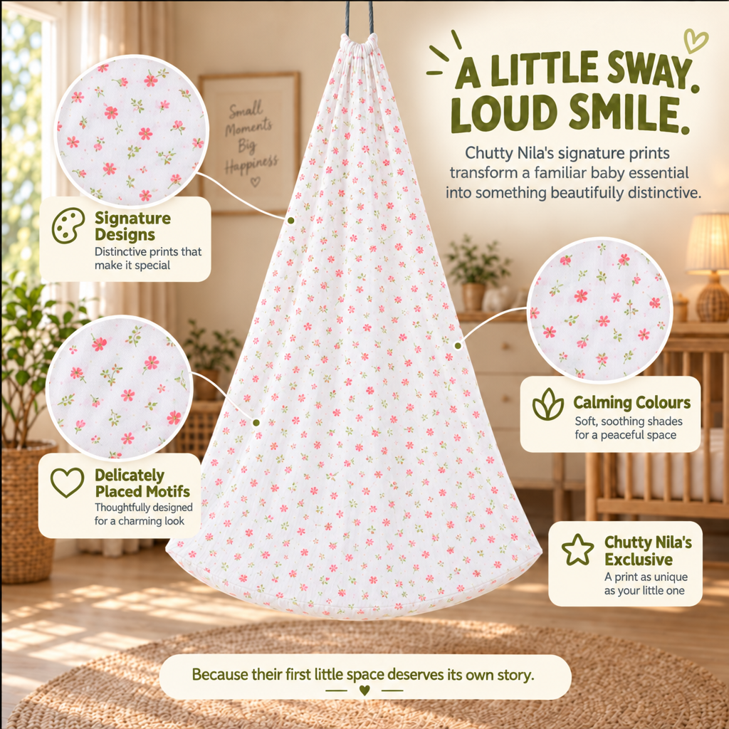 Lullaby | Printed Cotton Baby Thottil with Net