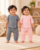 Gingham | Cotton Side-Button Pyjama Set