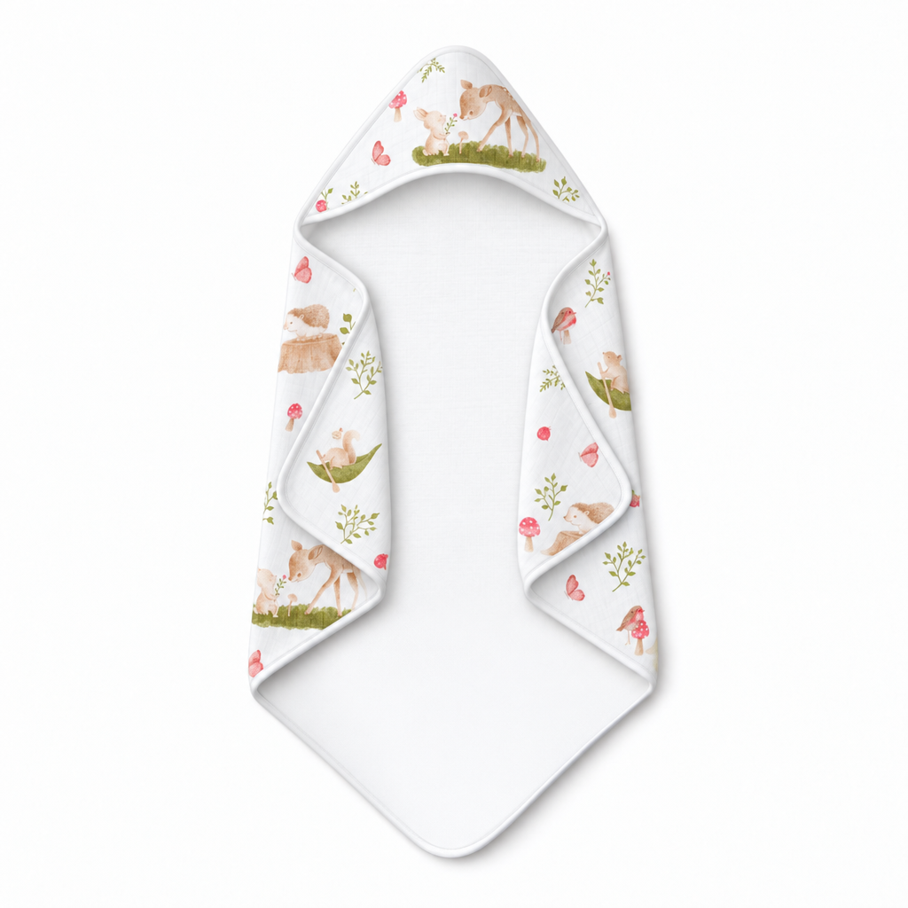Woodland Friends | Muslin Hooded Baby Towel