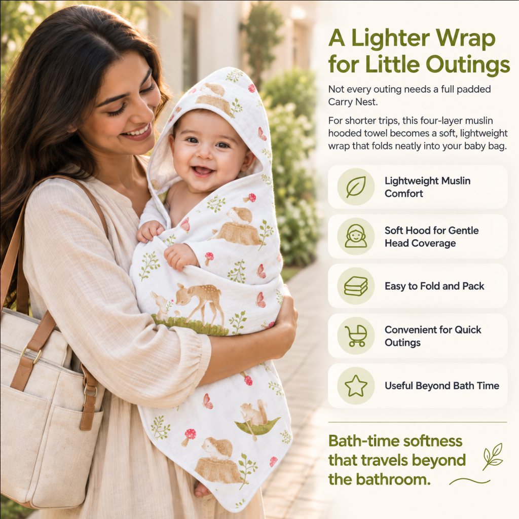 Woodland Friends | Muslin Hooded Baby Towel