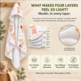 Tiny Whiskers  | Muslin Hooded Baby Towel