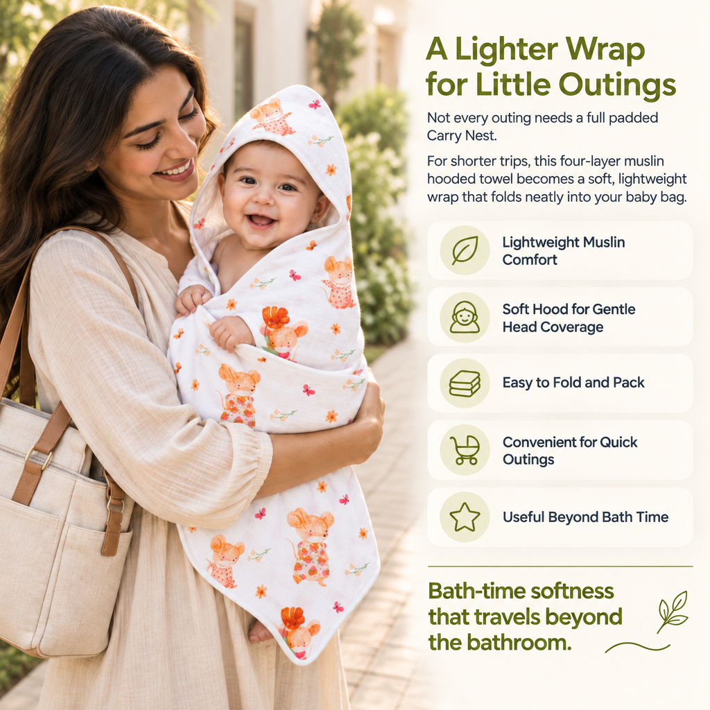 Tiny Whiskers  | Muslin Hooded Baby Towel