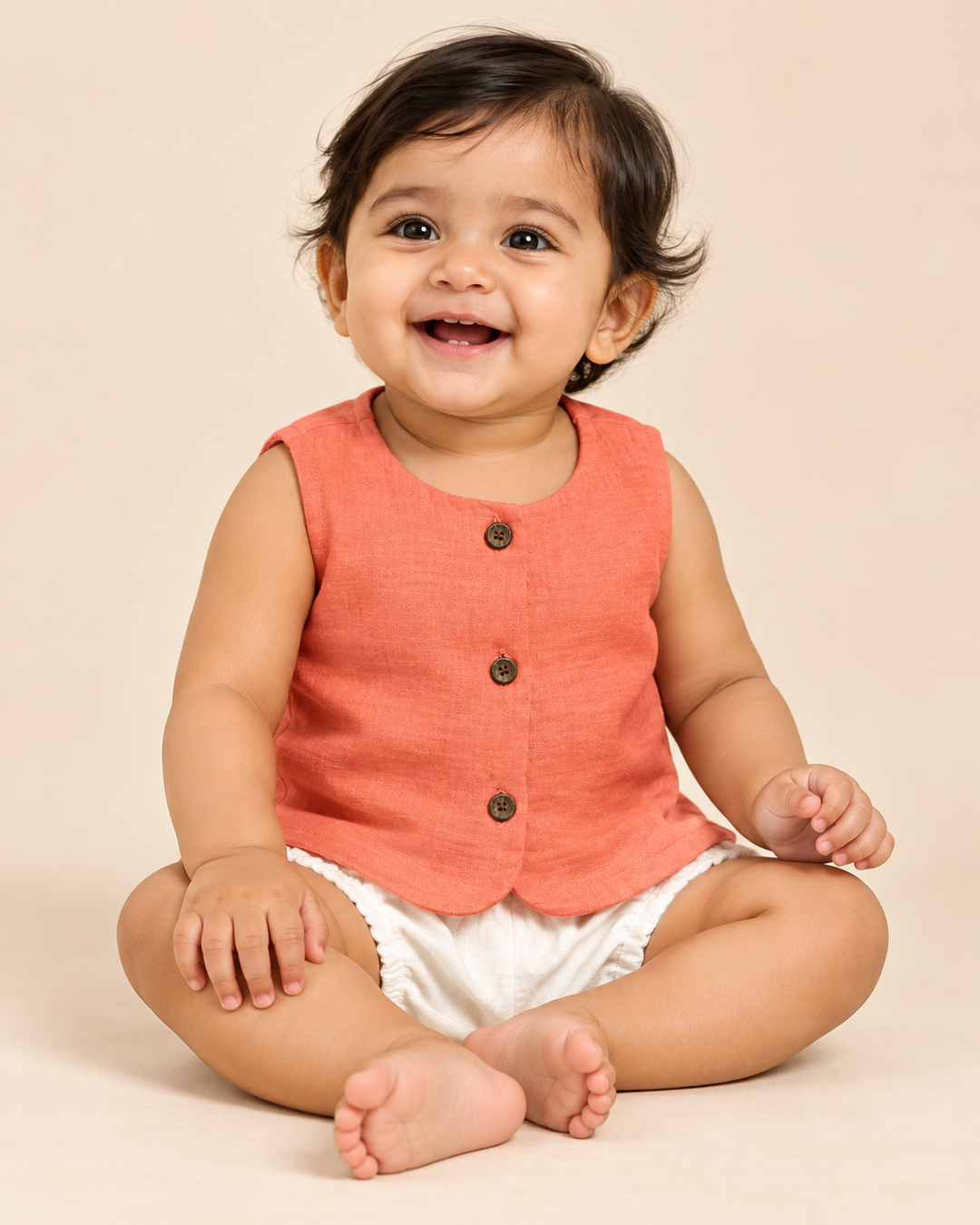 Cloud Button | Double Cloth Dyed Muslin Baby Jabla
