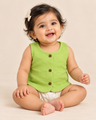 Green Vest | Double Cloth Dyed Muslin Baby Jabla