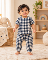 Gingham | Cotton Side-Button Pyjama Set
