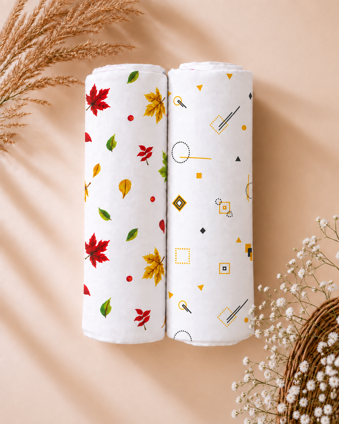 Dancing Dots | Organic Muslin Baby Swaddle (GOTS Certified)