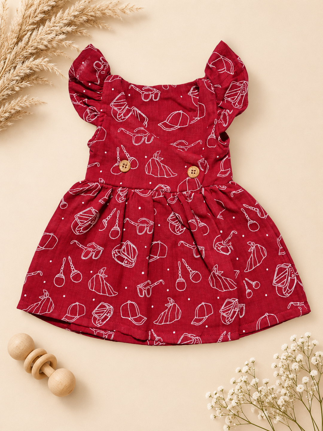 Maroon Bells | Crinkled Muslin Crossover Baby Frock