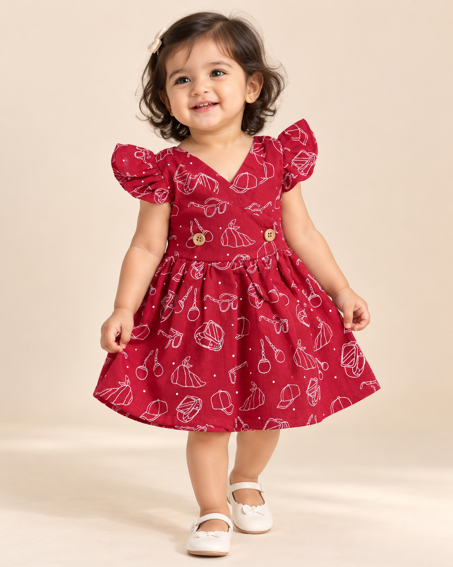 Maroon Bells | Crinkled Muslin Crossover Baby Frock