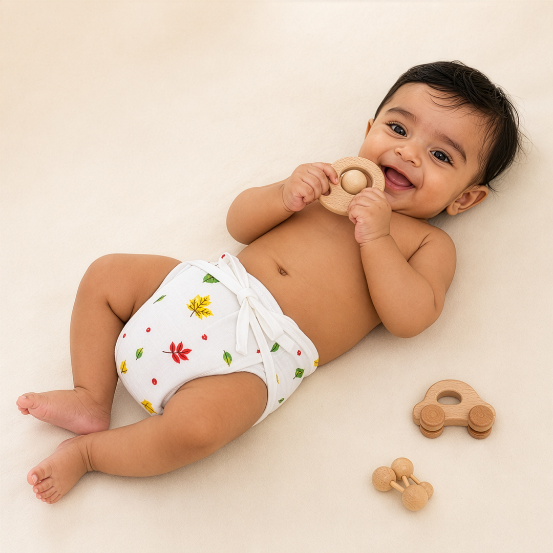 Autumn Buds | Organic Muslin Baby Nappy