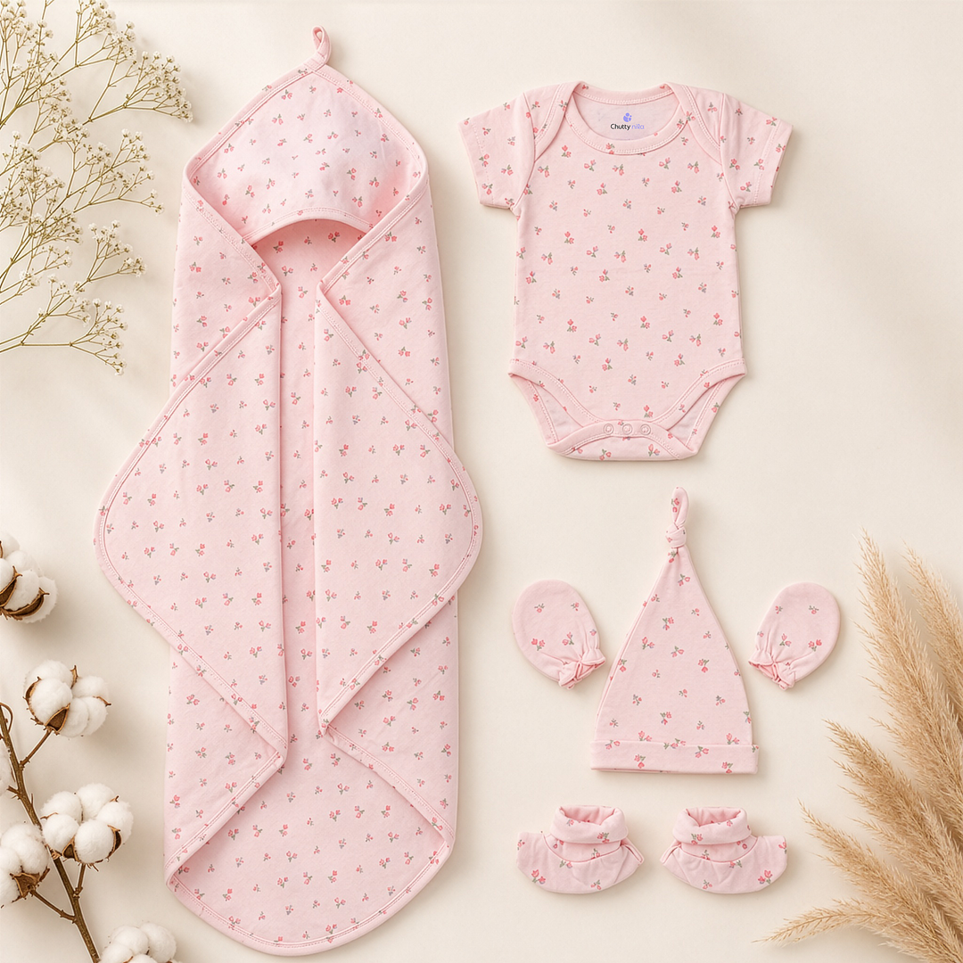 Hello Baby Pink | Newborn 5-Piece Essentials Set
