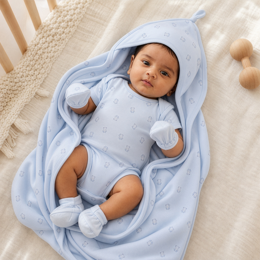 Hello Baby Blue | Newborn 5-Piece Essentials Set