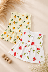 Elorie | Cotton Muslin Mixed Frock (Any Designs)