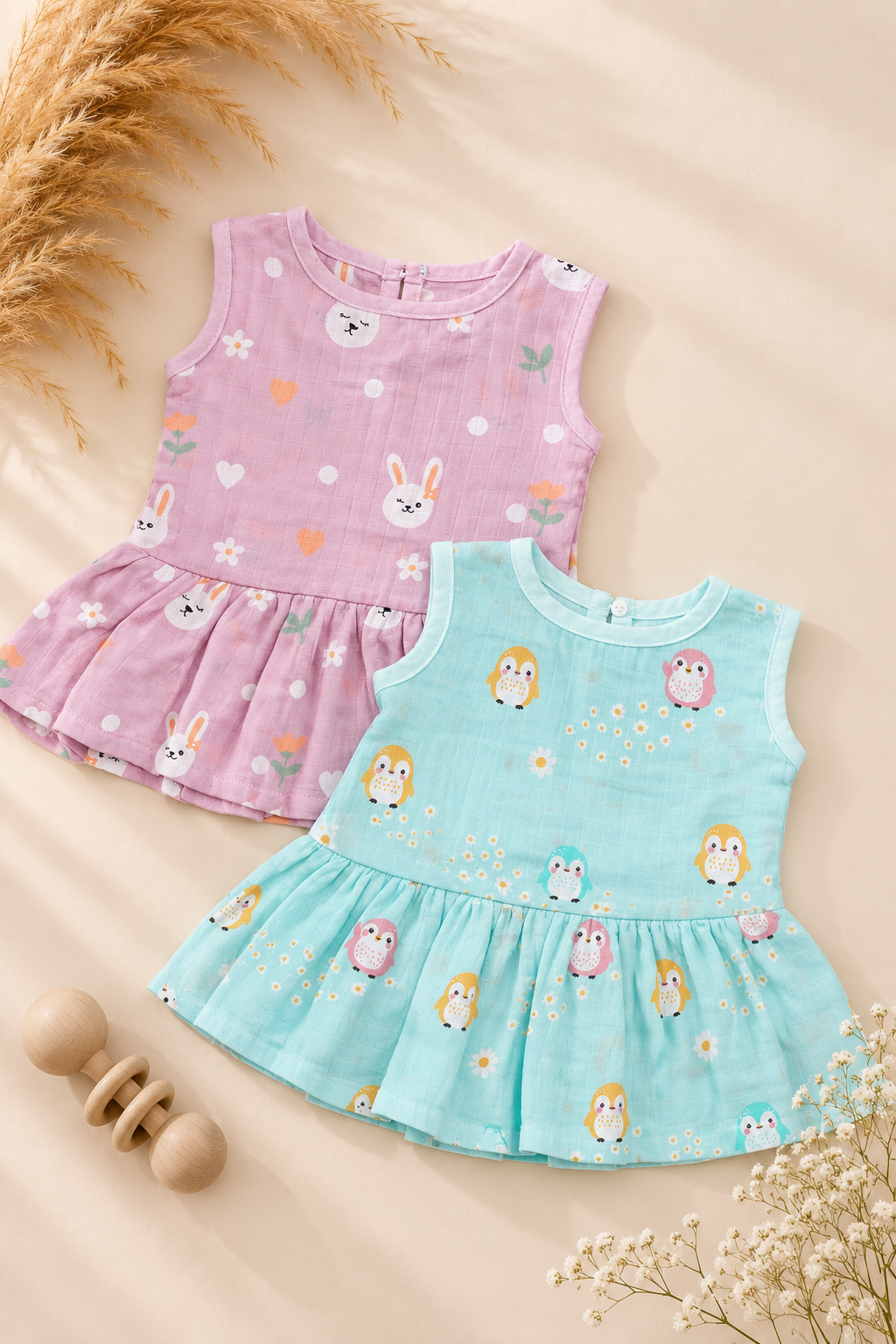Elorie | Cotton Muslin Mixed Frock (Any Designs)