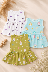 Elorie | Cotton Muslin Mixed Frock (Any Designs)