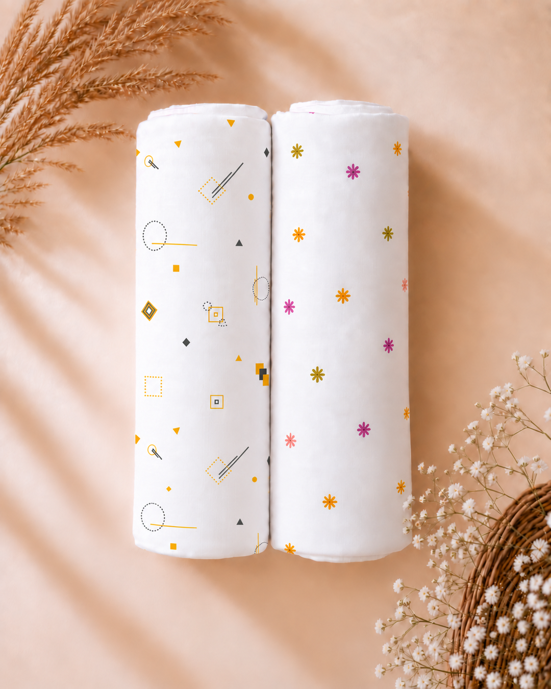 Dancing Dots | Organic Muslin Baby Swaddle (GOTS Certified)