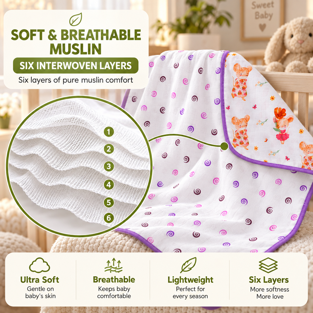 Cloud Nine | Reversible Muslin Baby Blanket