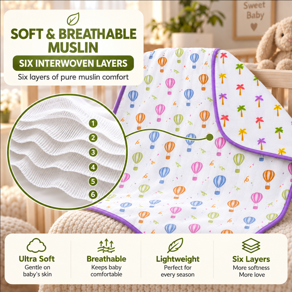 Mimi | Reversible Muslin Baby Blanket
