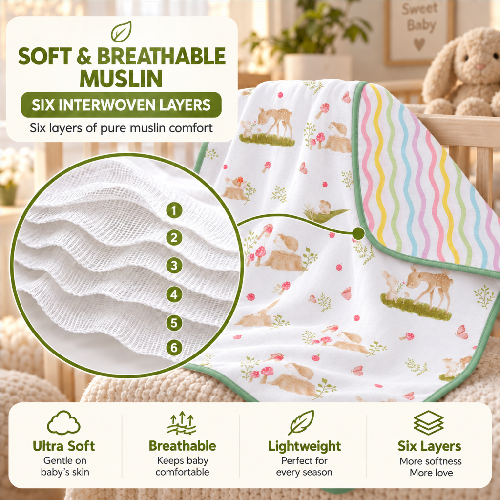 Mello | Reversible Muslin Baby Blanket
