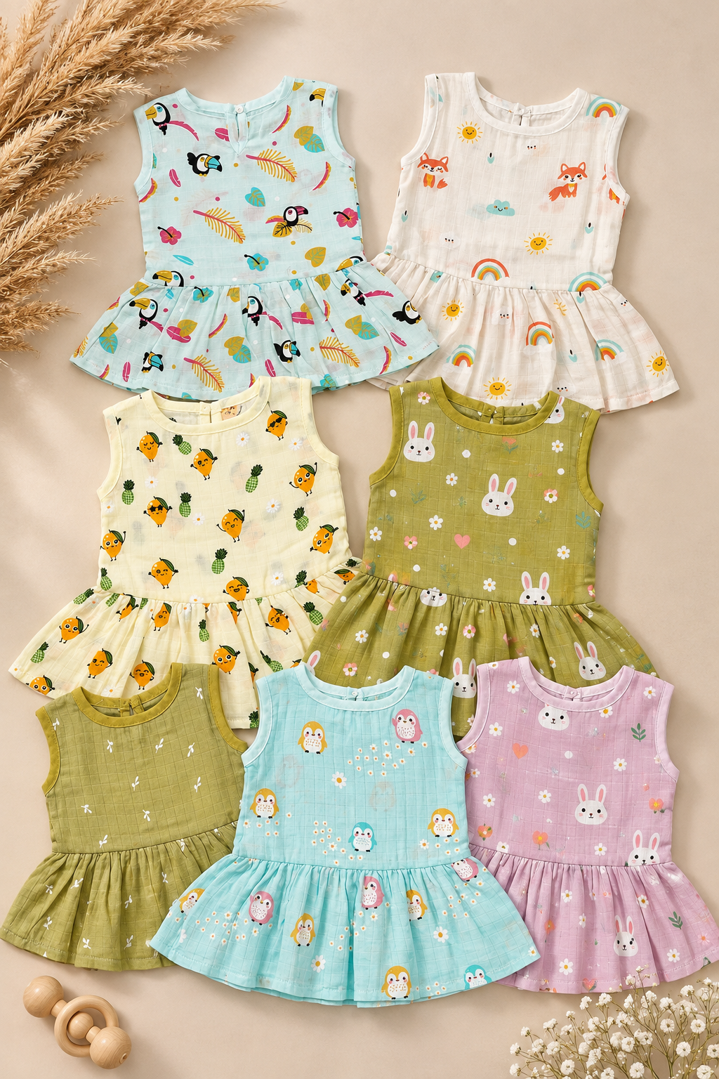Elorie | Cotton Muslin Mixed Frock (Any Designs)