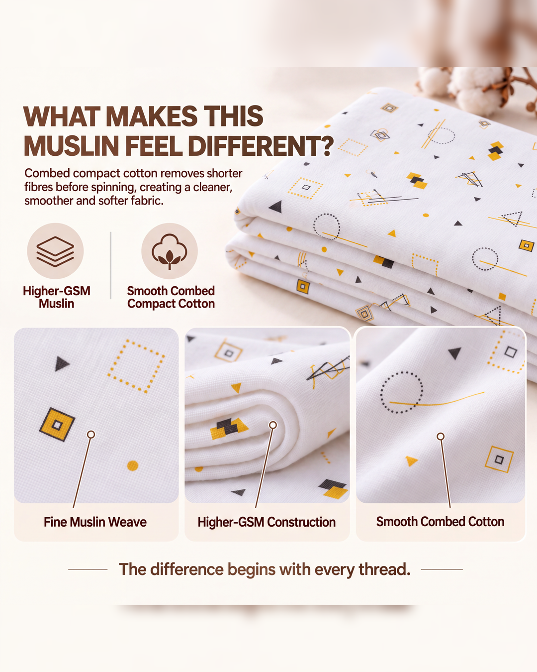 Autumn Breeze | Organic Muslin Baby Swaddle (GOTS Certified)