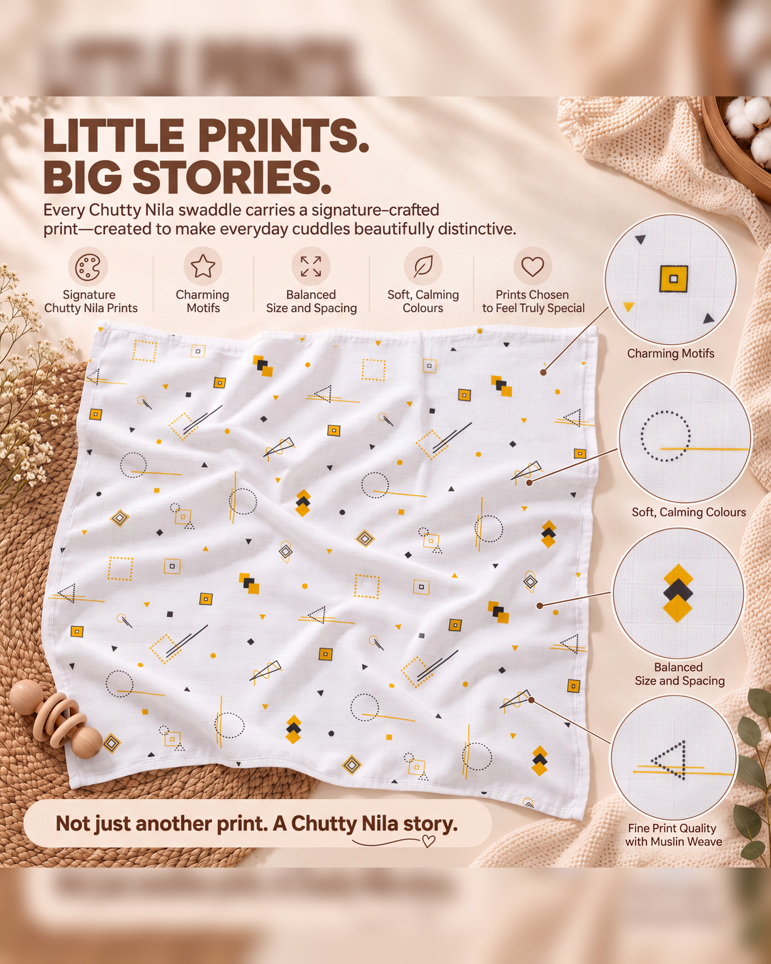 Autumn Breeze | Organic Muslin Baby Swaddle (GOTS Certified)