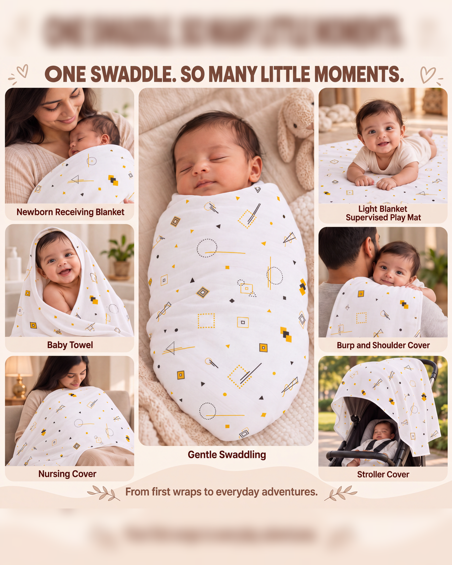 Modern Mosaic | Organic Muslin Baby Swaddle (GOTS Certified)