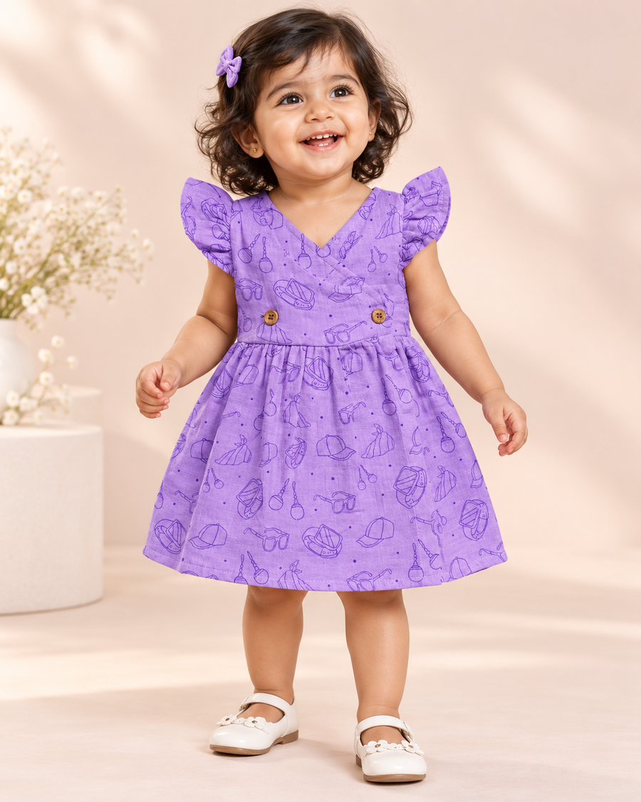 Viola cross | Crinkled Muslin Crossover Baby Frock