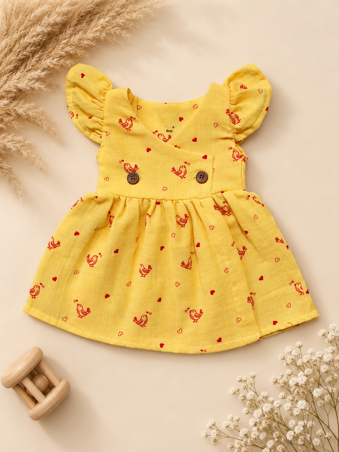 Yellochuk | Crinkled Muslin Crossover Baby Frock